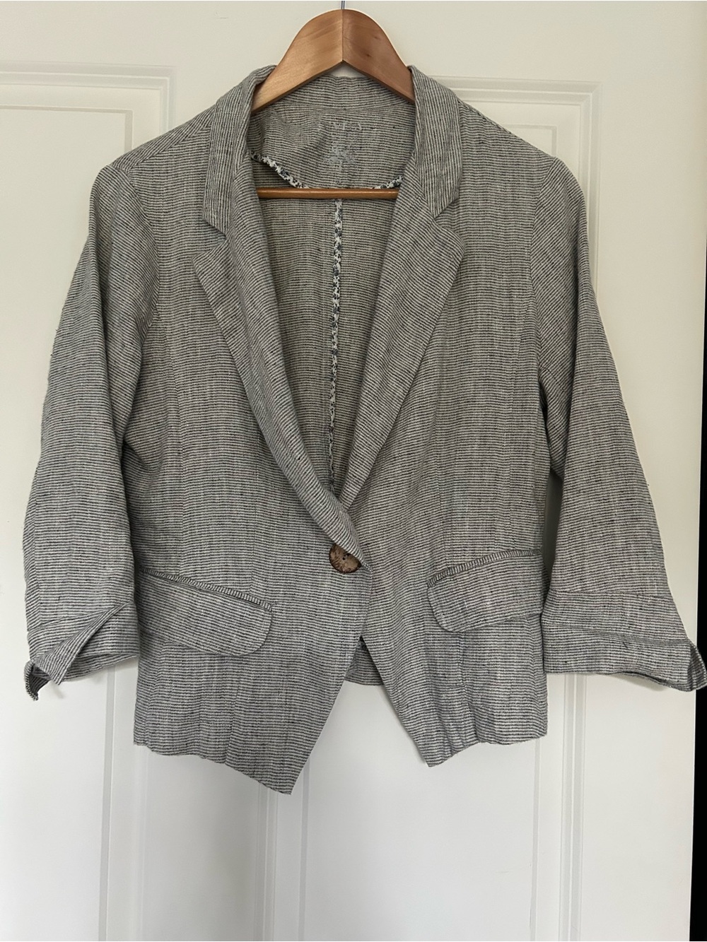 Light Gray Yuvita Women's Single-Button Linen Blazer Jacket